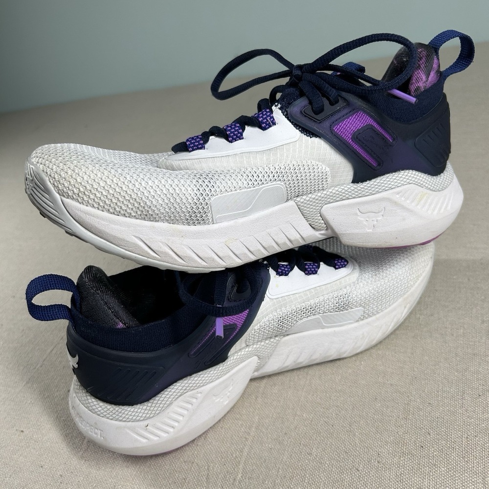 Size 9 - Under Armour Project Rock 5 Disrupt White Midnight Navy W - Picture 10 of 10